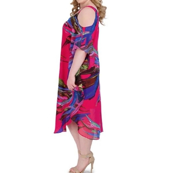 Multicolor cold shoulder Robbie Bee dress NWT plus size 22 - Picture 7 of 7